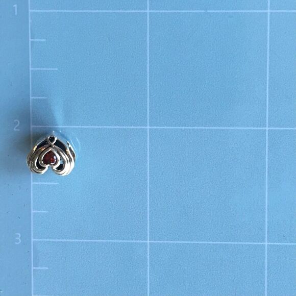 Sterling Silver Charm Red Cubic Zirconia 925 Heart Bead Fits Pandora Bracelet - Picture 3 of 9